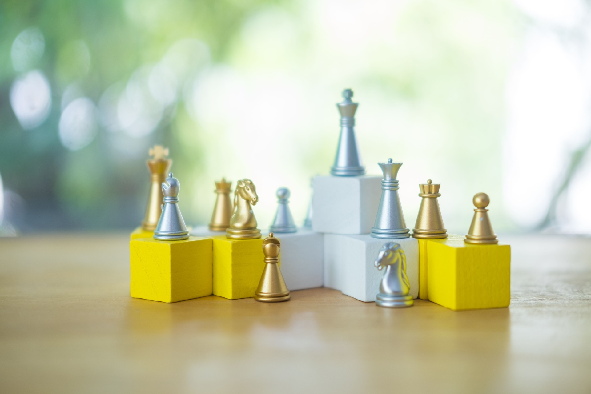 Gold and silver colored chess